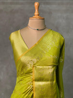 Parrot green banarasi silk saree - PIH32
