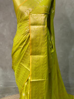 Parrot green banarasi silk saree - PIH32
