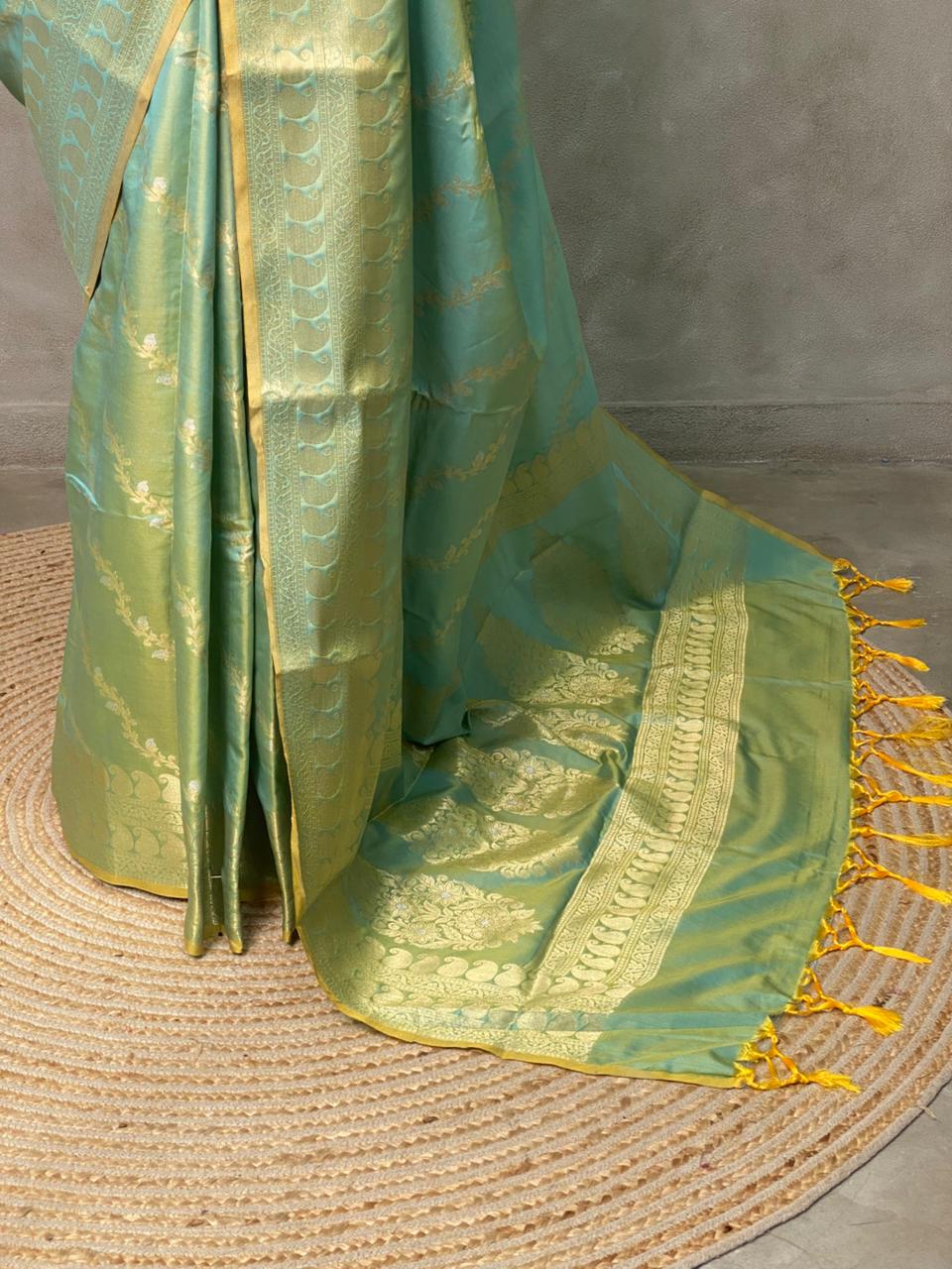Greenish Blue banarasi silk saree - PIH32B