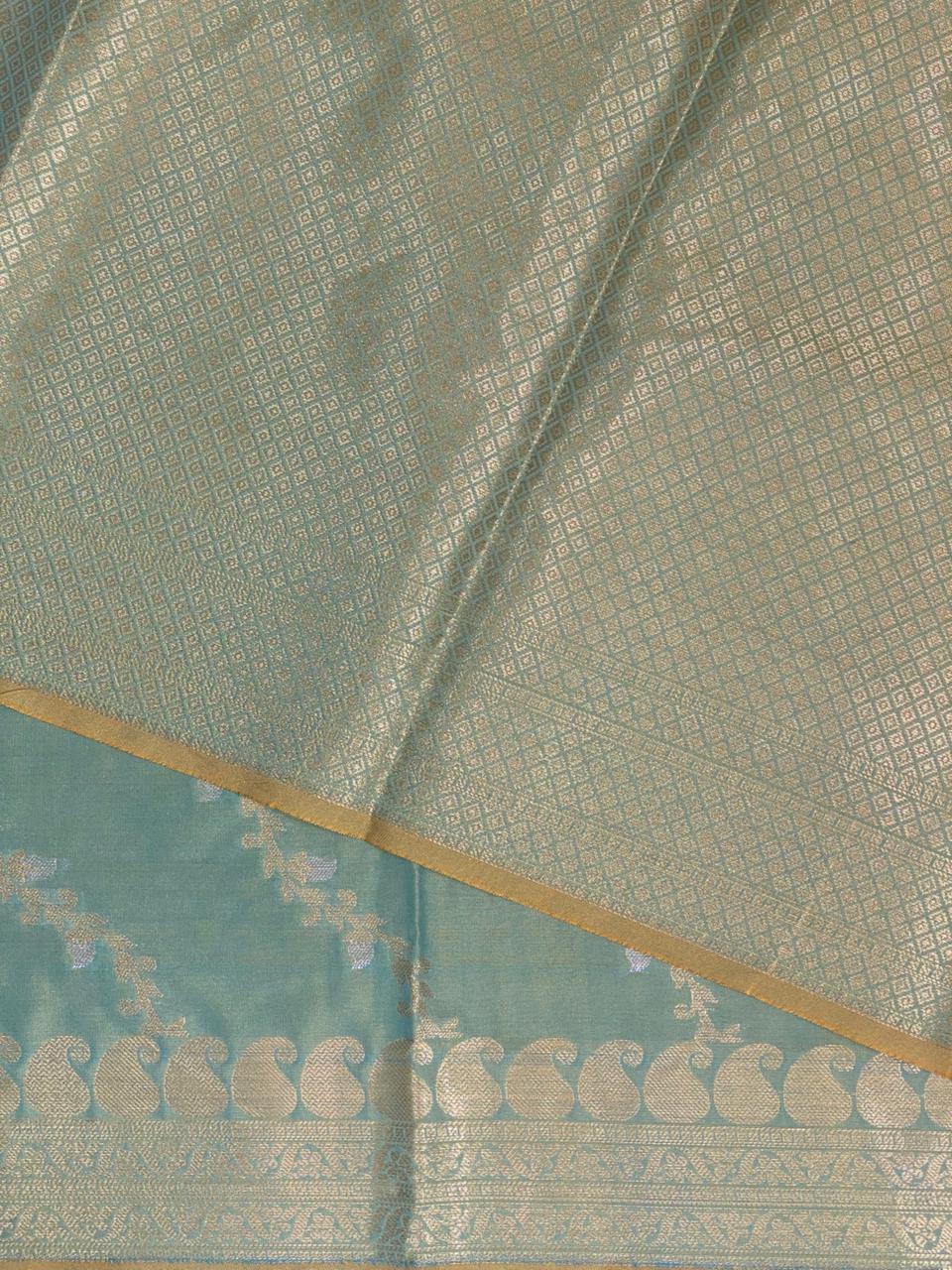 Greenish Blue banarasi silk saree - PIH32B