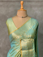 Greenish Blue banarasi silk saree - PIH32B