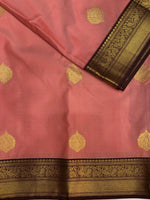 Peach and brown kanchipuram silk saree- PSSR232