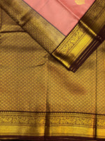 Peach and brown kanchipuram silk saree- PSSR232