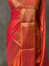 Pinkish orange banarasi silk saree - PIH32C