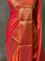 Pinkish orange banarasi silk saree - PIH32C