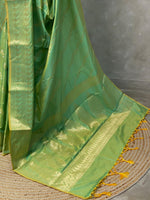 Yellowish Green banarasi silk saree - PIH32D