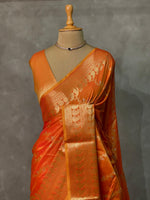 Yellowish Orange banarasi silk saree - PIH32F