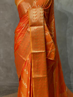 Yellowish Orange banarasi silk saree - PIH32F