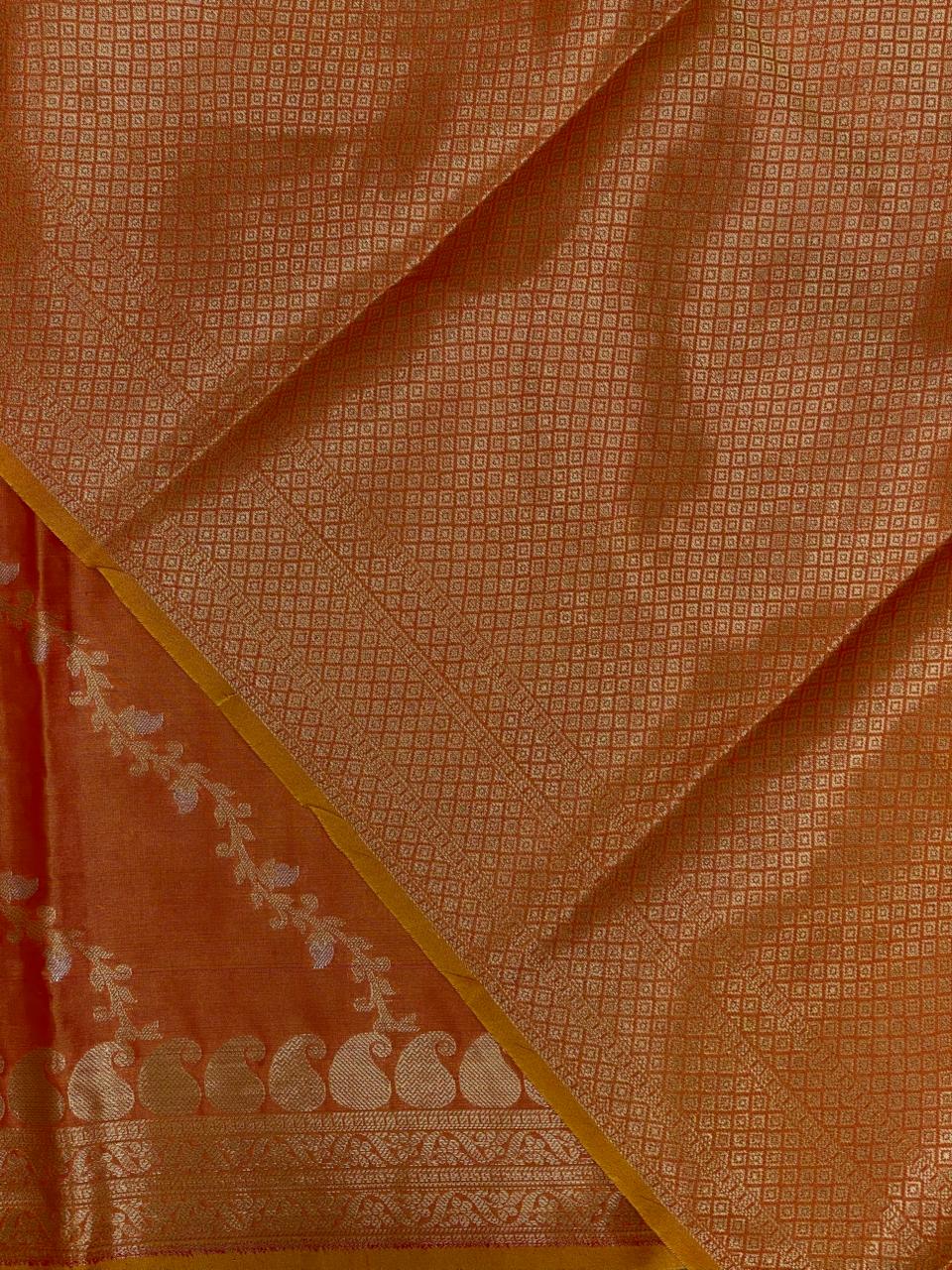 Yellowish Orange banarasi silk saree - PIH32F