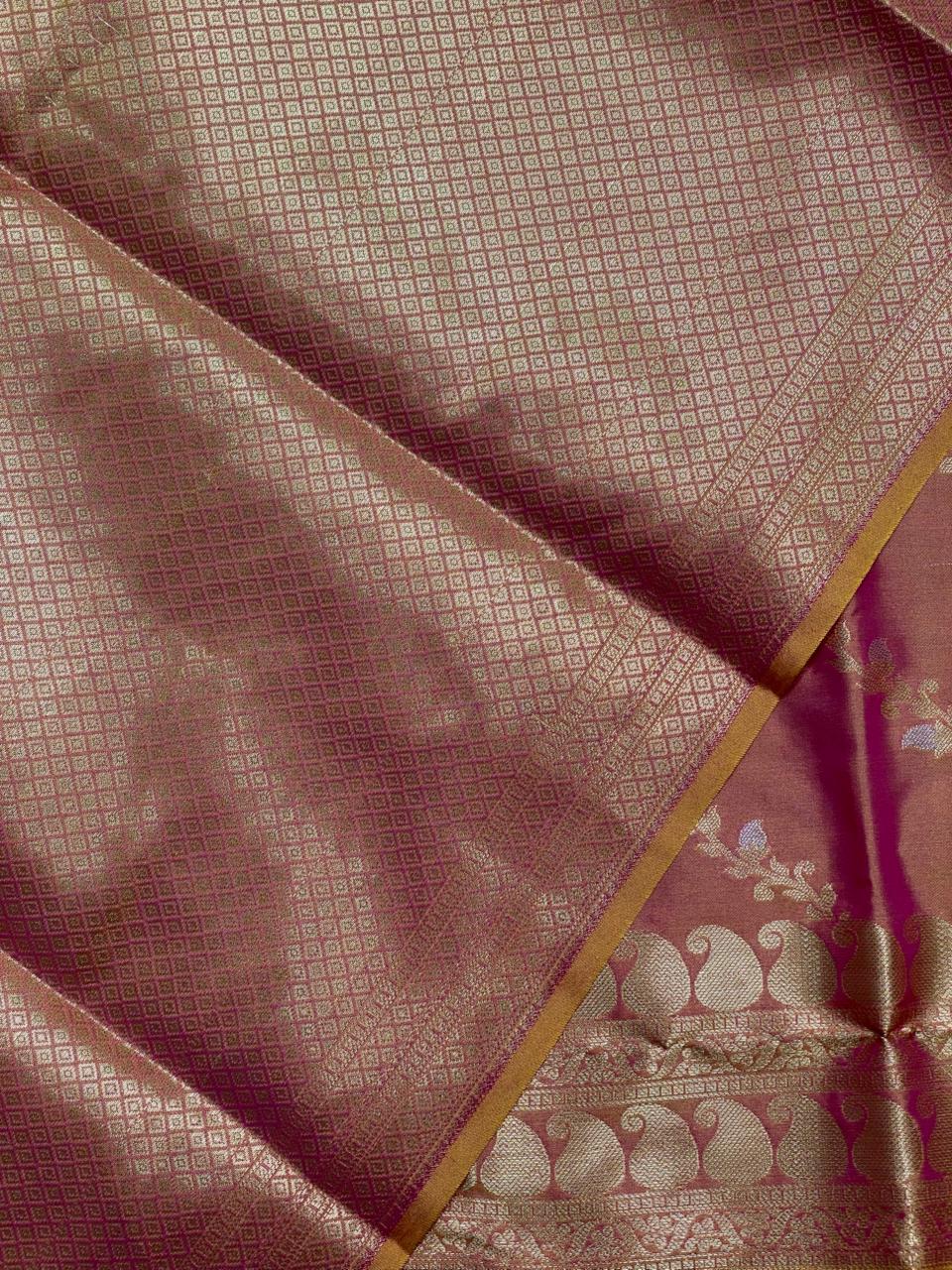 Yellowish Pink banarasi silk saree - PIH32E