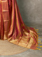 Yellowish Pink banarasi silk saree - PIH32E