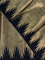 Black Temple border brocade banarasi silk saree - PIH31B