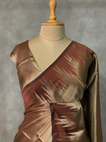 Brown Temple border brocade banarasi silk saree - PIH31C