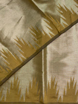 Mustard Yellow Temple border brocade banarasi silk saree - PIH31F