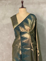 Dark Green Temple border brocade banarasi silk saree - PIH31H