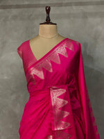 Rani pink Semi banarasi silk saree -PIH37