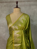 Olive Green Semi banarasi silk saree -PIH37A