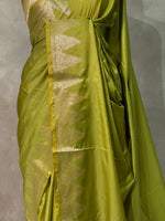 Olive Green Semi banarasi silk saree -PIH37A