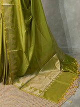 Olive Green Semi banarasi silk saree -PIH37A