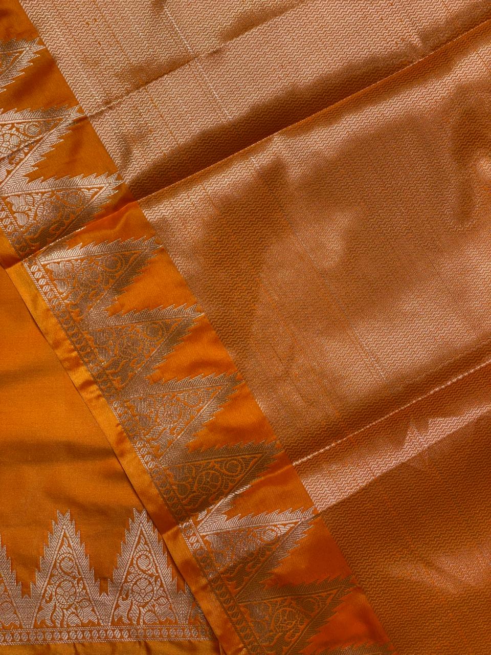 Orange Semi banarasi silk saree -PIH37F
