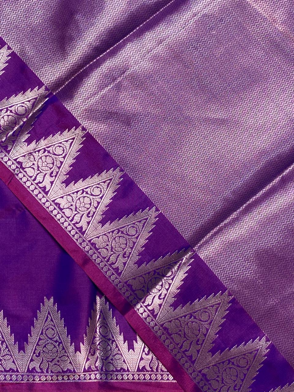 Violet Semi banarasi silk saree -PIH37G
