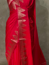 Red Semi banarasi silk saree -PIH37E