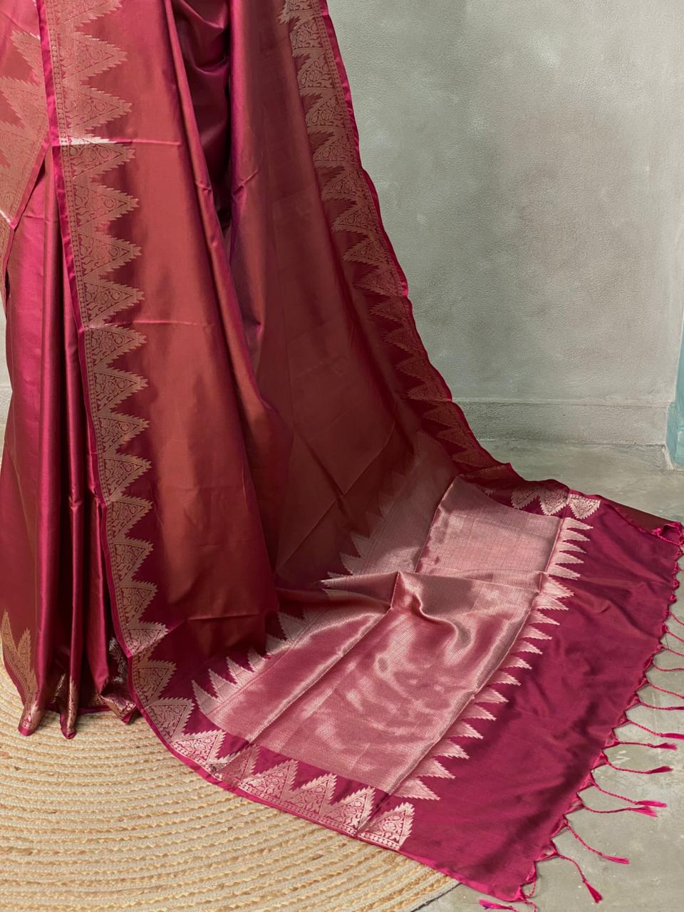 Maroon Semi banarasi silk saree -PIH37C