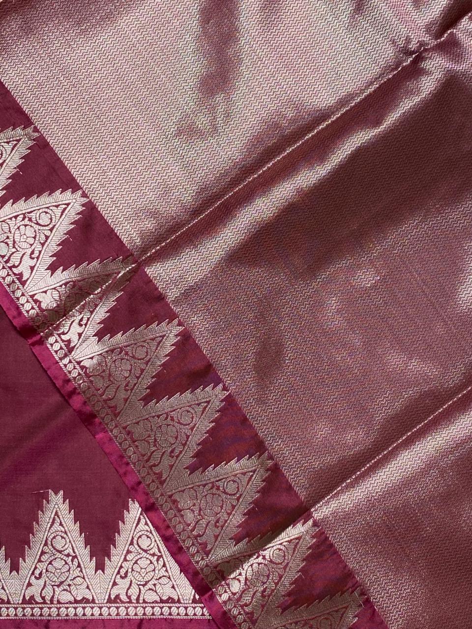 Maroon Semi banarasi silk saree -PIH37C