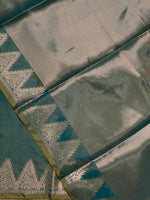 Greenish Blue Semi banarasi silk saree -PIH37D
