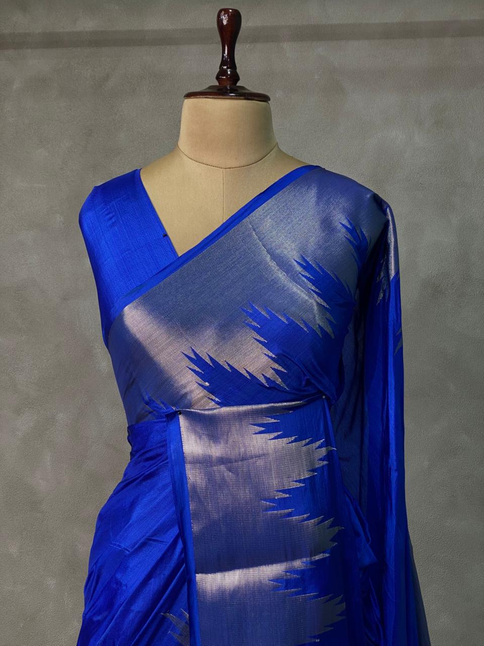 Royal Blue katan Banarasi silk saree- MPS23N