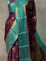 Deep Purple and Blue Gajji silk saree -PIH36