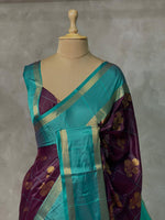 Deep Purple and Blue Gajji silk saree -PIH36