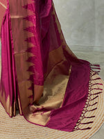 Burgundy katan Banarasi silk saree- MPS23N7