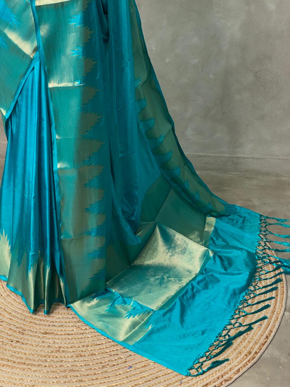 Blue katan Banarasi silk saree- MPS23N2