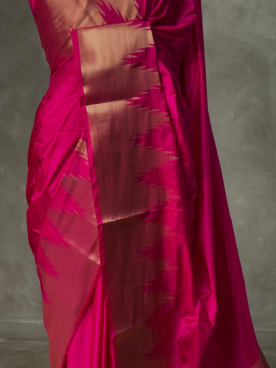 Rani pink katan Banarasi silk saree- MPS23N6