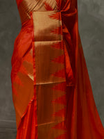 Orange katan Banarasi silk saree- MPS23N5
