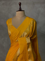 Yellow banarasi silk saree -PMR2