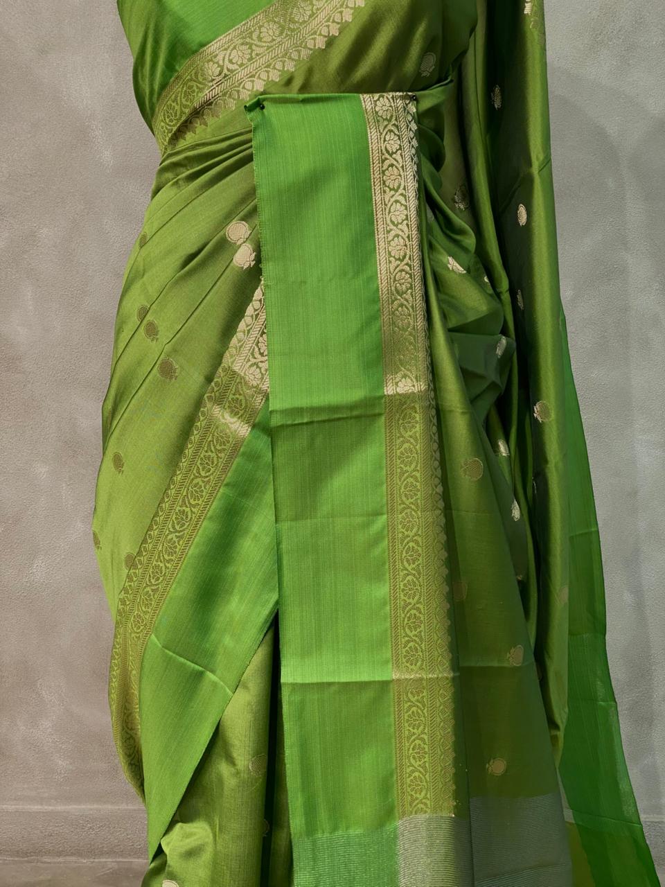 Green banarasi silk saree -PMR3