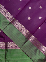 Wine and green banarasi silk saree -PMR3D
