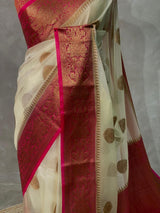 Off white and Magenta Organza saree -LZ10A