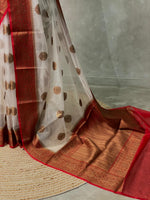 Off white and Red Georgette saree -LZ10B