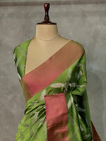 Parrot Green semi Banarasi silk saree -PMR1A