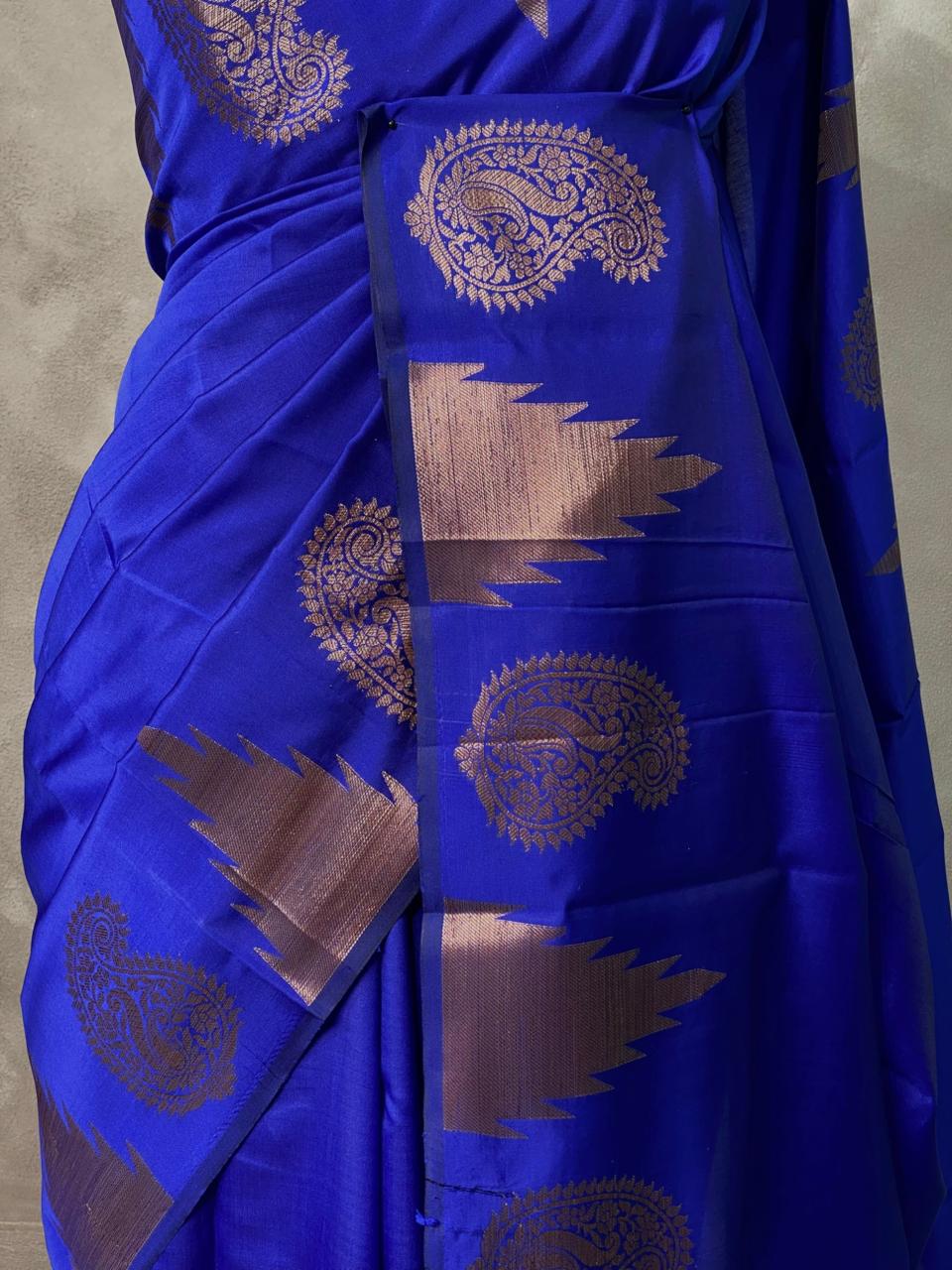 Royal blue banarasi silk saree -PMR4