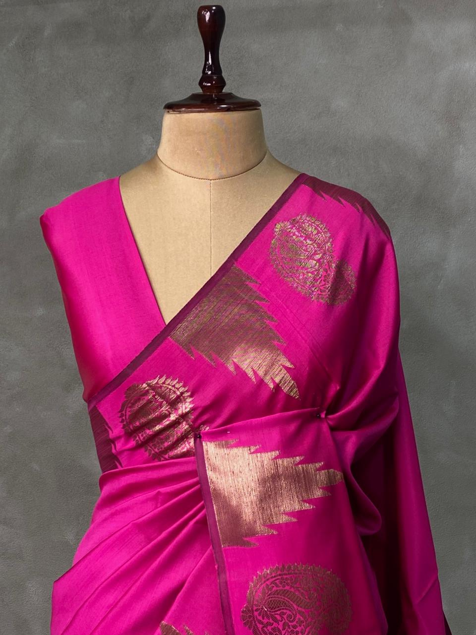 Magenta banarasi silk saree -PMR4B