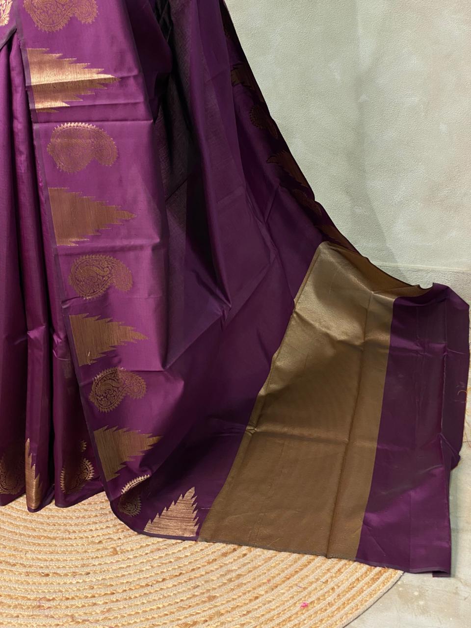 Wine banarasi silk saree -PMR4D