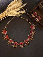 Maroon lotus gunguroo Necklace- JW38A