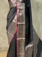 Black katan Banarasi silk saree- PIH38A