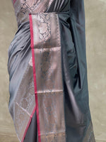 Grey katan Banarasi silk saree- PIH38B