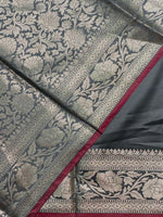 Grey katan Banarasi silk saree- PIH38B