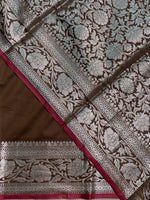 Brown katan Banarasi silk saree- PIH38C
